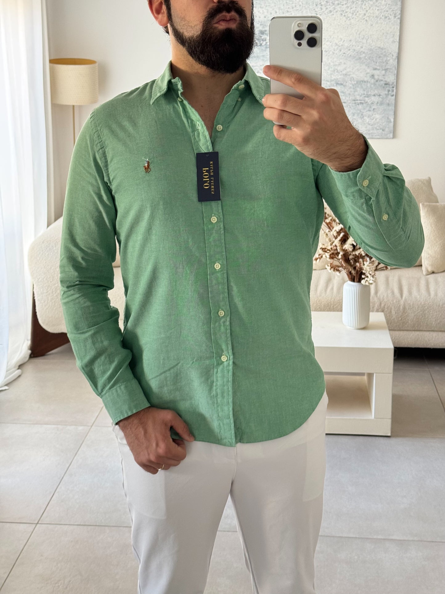 חולצה מכופתרת פולו ראלף לורן לגברים בירוק