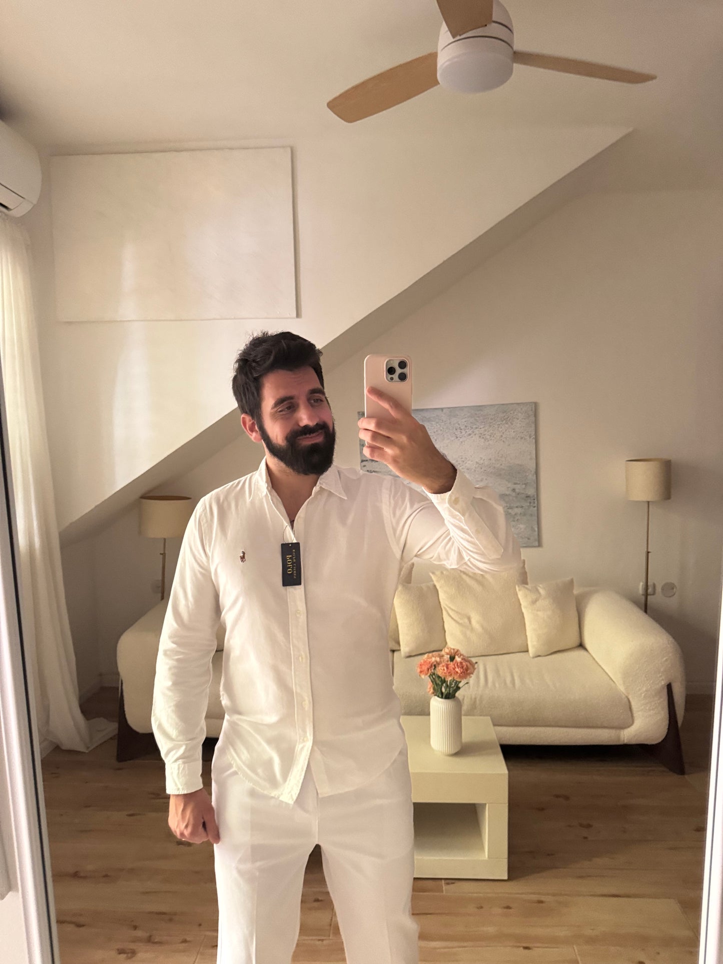 מכנס מחויט לגברים בצבע לבן