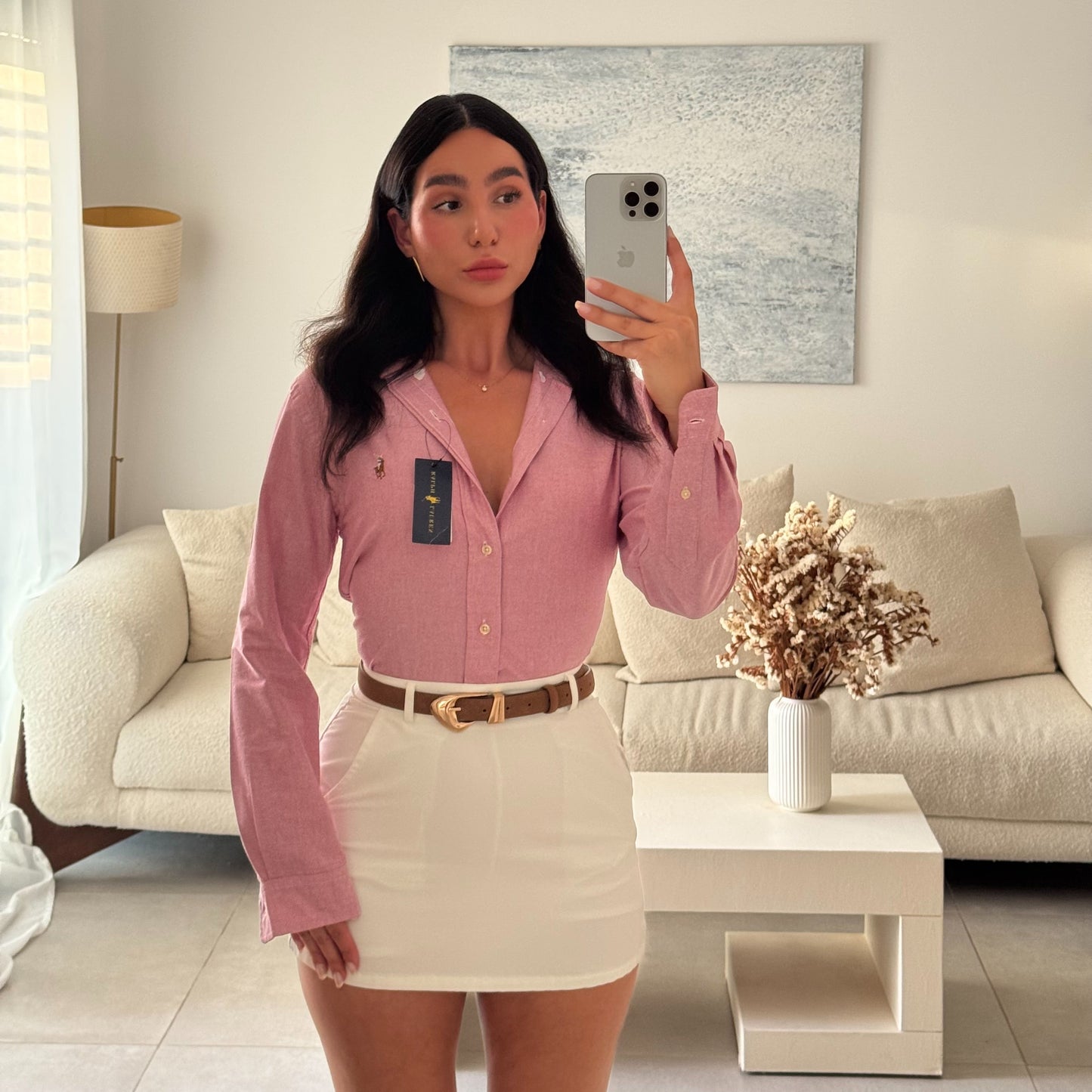 חולצה מכופתרת פולו ראלף לורן לנשים בצבע סגול