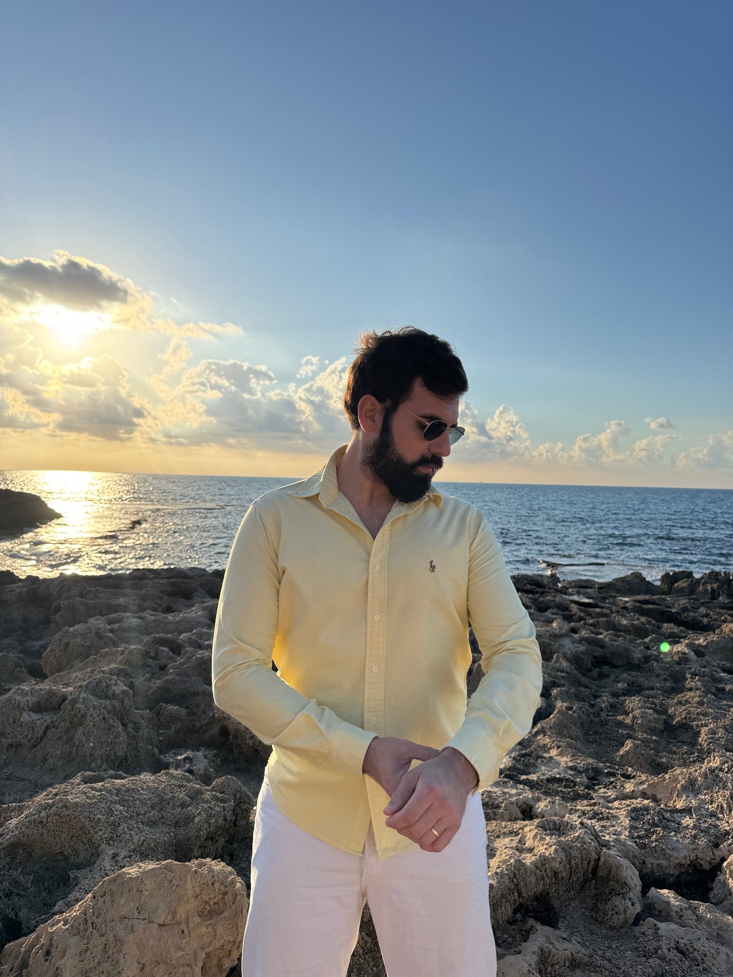 חולצה מכופתרת פולו ראלף לורן בצהוב
