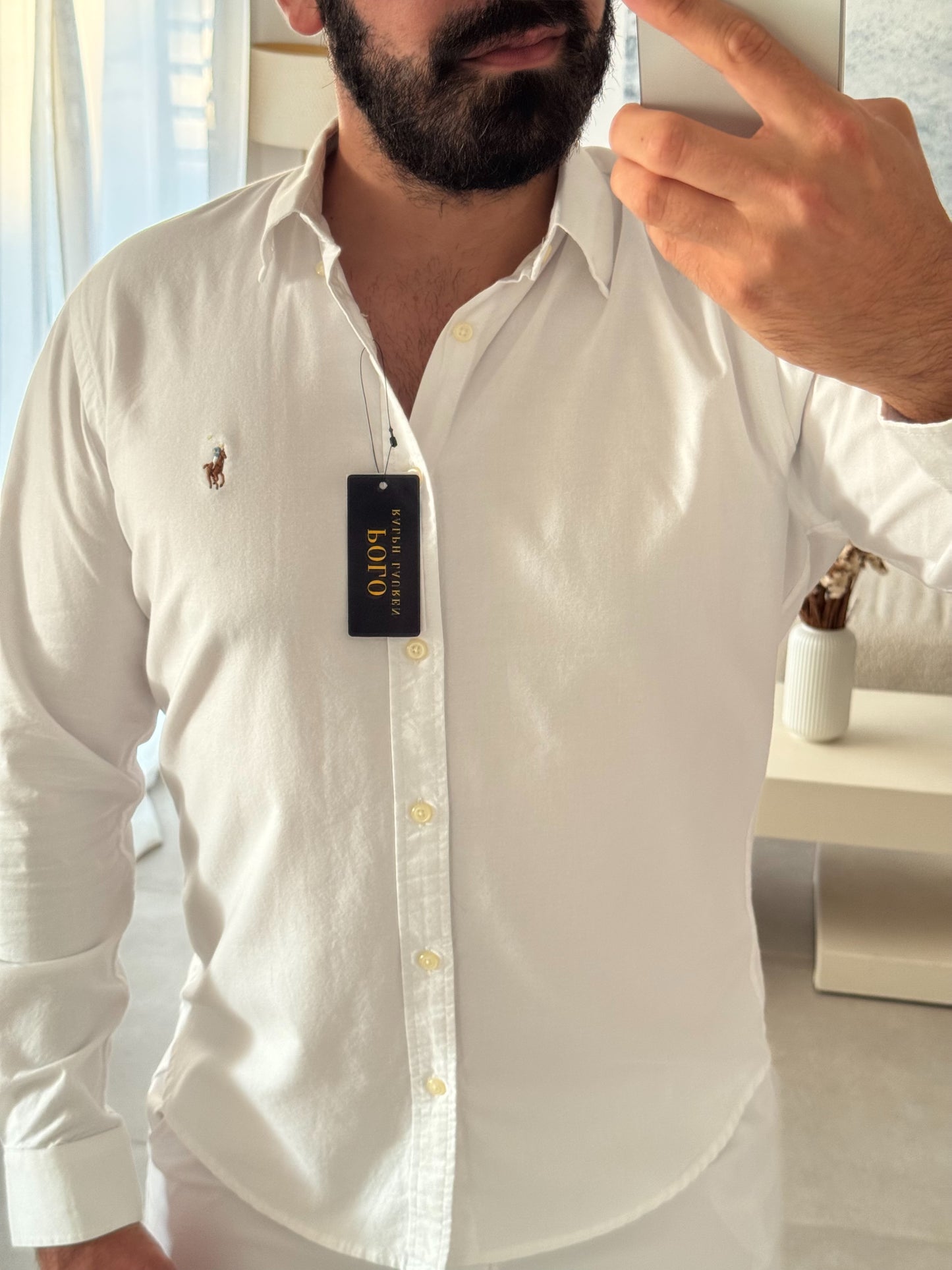 חולצה מכופתרת פולו ראלף לורן בלבן