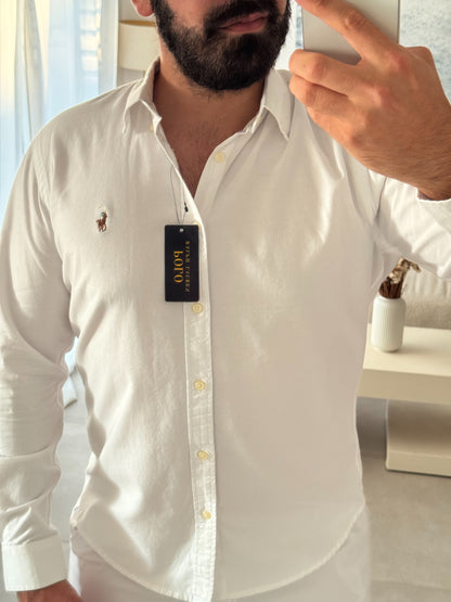 חולצה מכופתרת פולו ראלף לורן בלבן