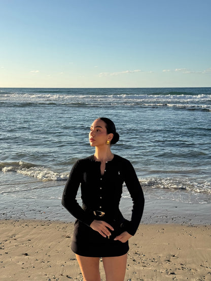 קרדיגן סריג סוודר פולו ראלף לורן בשחור