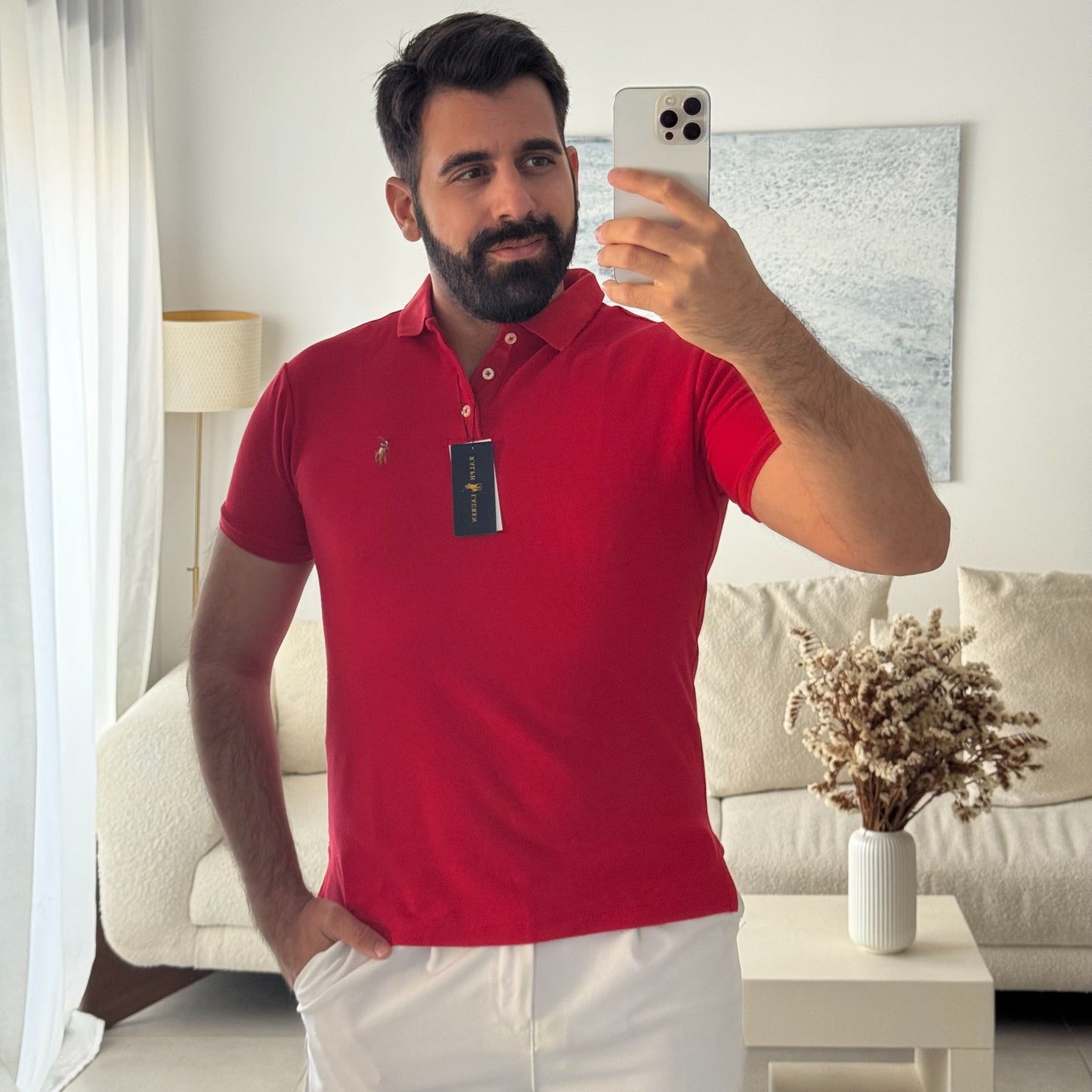 חולצת פולו קצרה ראלף לורן באדום