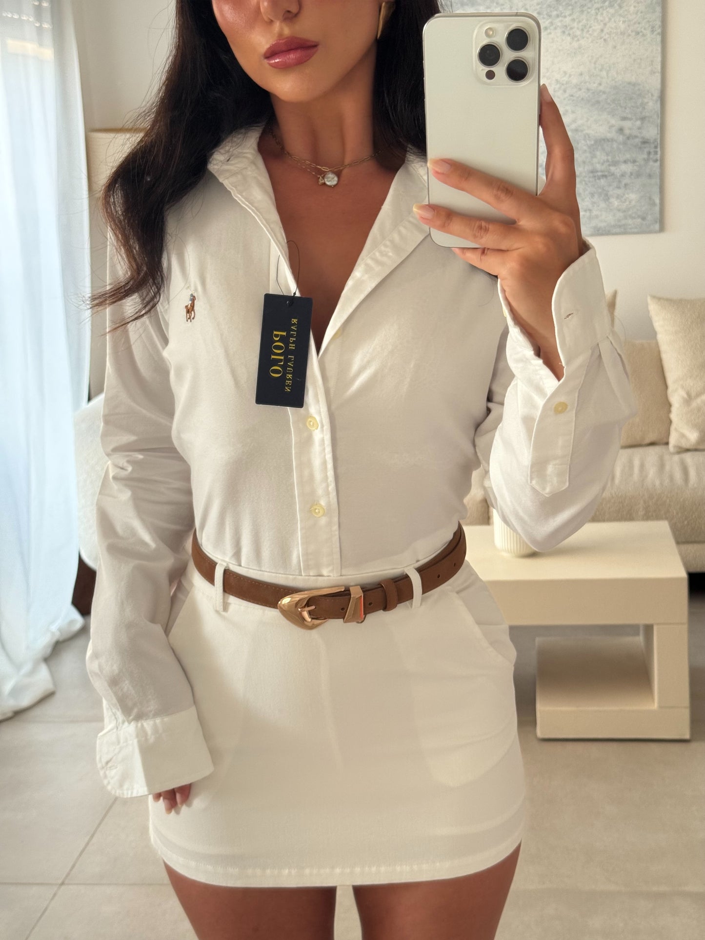 חולצה מכופתרת פולו ראלף לורן בלבן