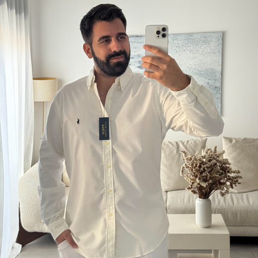 חולצה מכופתרת פולו ראלף לורן לגברים בצבע לבן