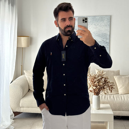 חולצה מכופתרת פולו ראלף לורן לגברים בצבע כחול כהה