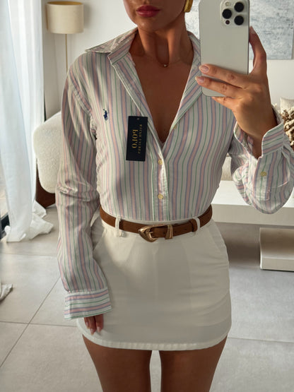 חולצה מכופתרת פולו ראלף לורן בפסים צבעוני ולבן