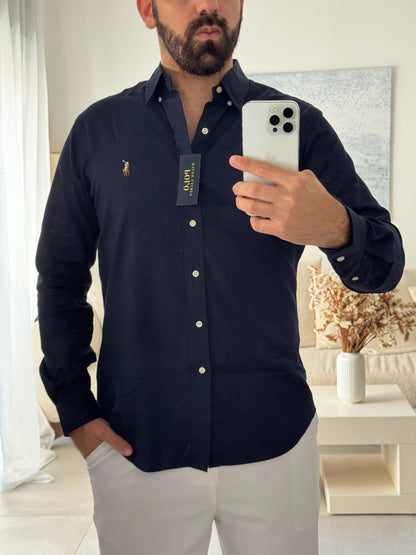 חולצה מכופתרת פולו ראלף לורן לגברים בצבע כחול כהה