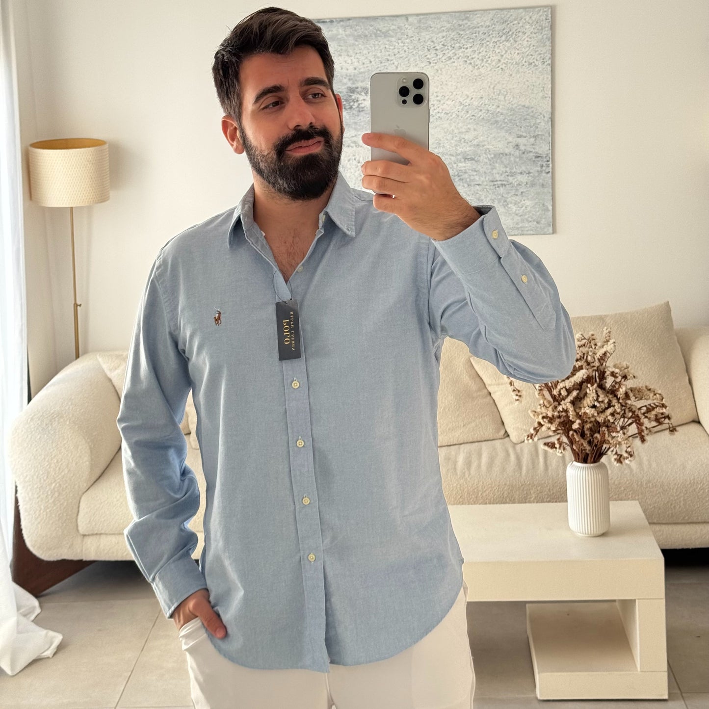 חולצה מכופתרת פולו ראלף לורן לגברים בכחול