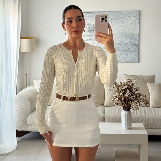 סריג קרדיגן פולו ראלף לורן בצבע לבן קרם