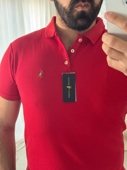 חולצת פולו קצרה ראלף לורן באדום