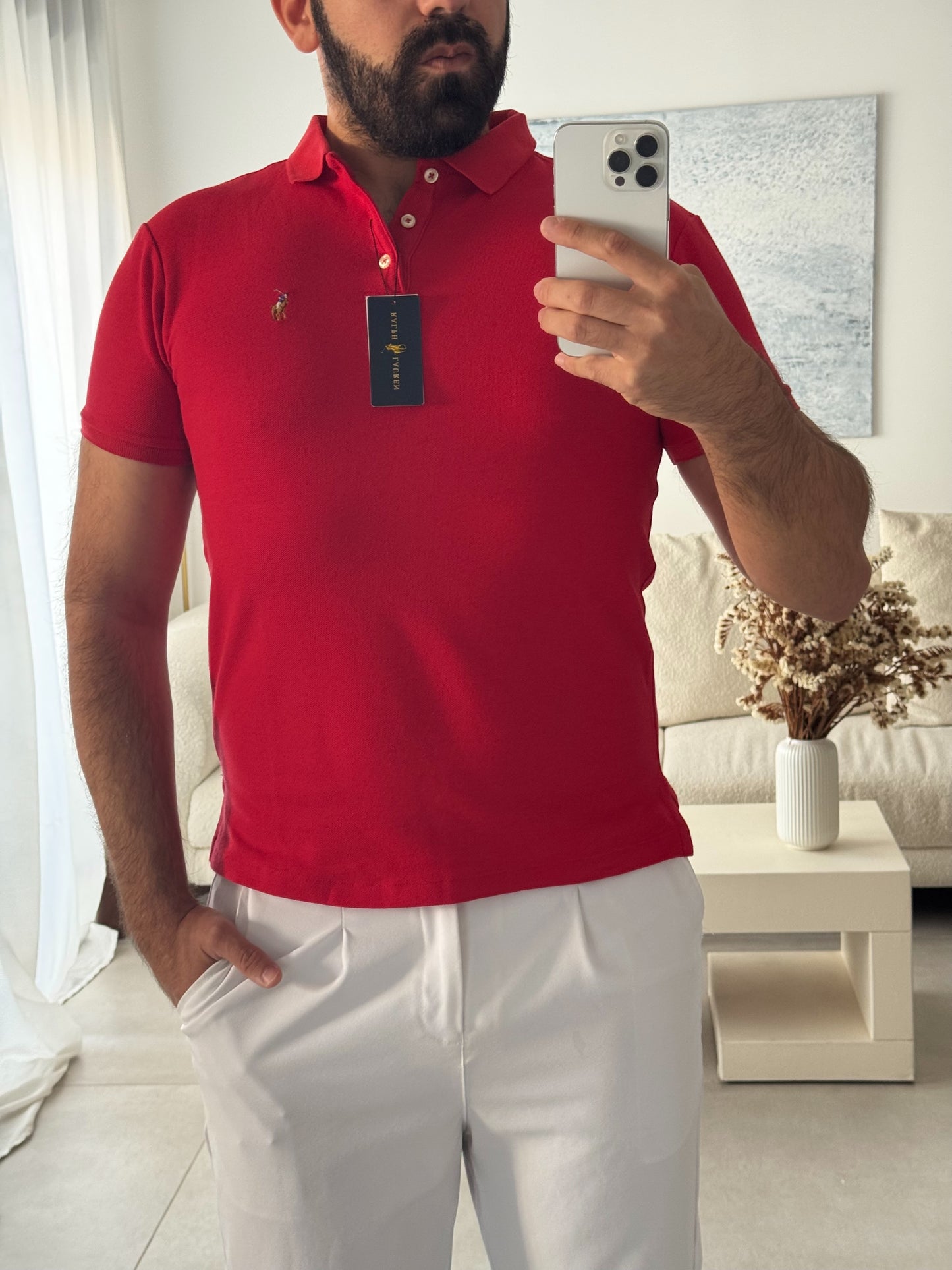 חולצת פולו קצרה ראלף לורן באדום