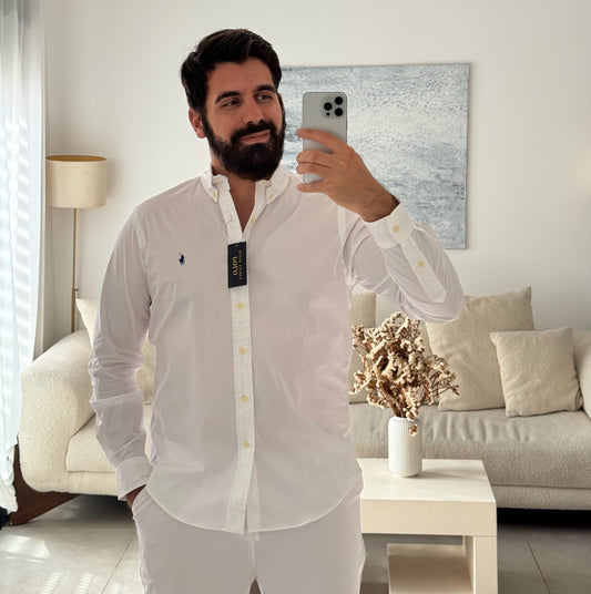 חולצה מכופתרת פולו ראלף לורן בלבן