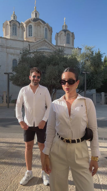 חולצה מכופתרת פולו ראלף לורן לגברים בצבע לבן