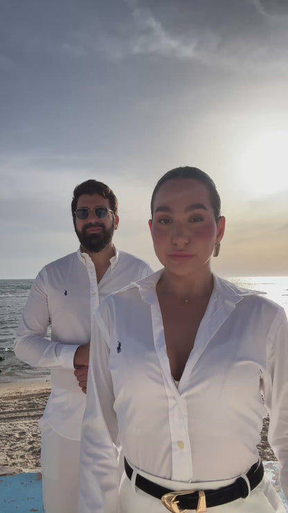 חולצה מכופתרת פולו ראלף לורן בלבן